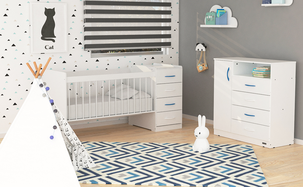 CUNA CON CAJONERO BLANCA EXPRESS